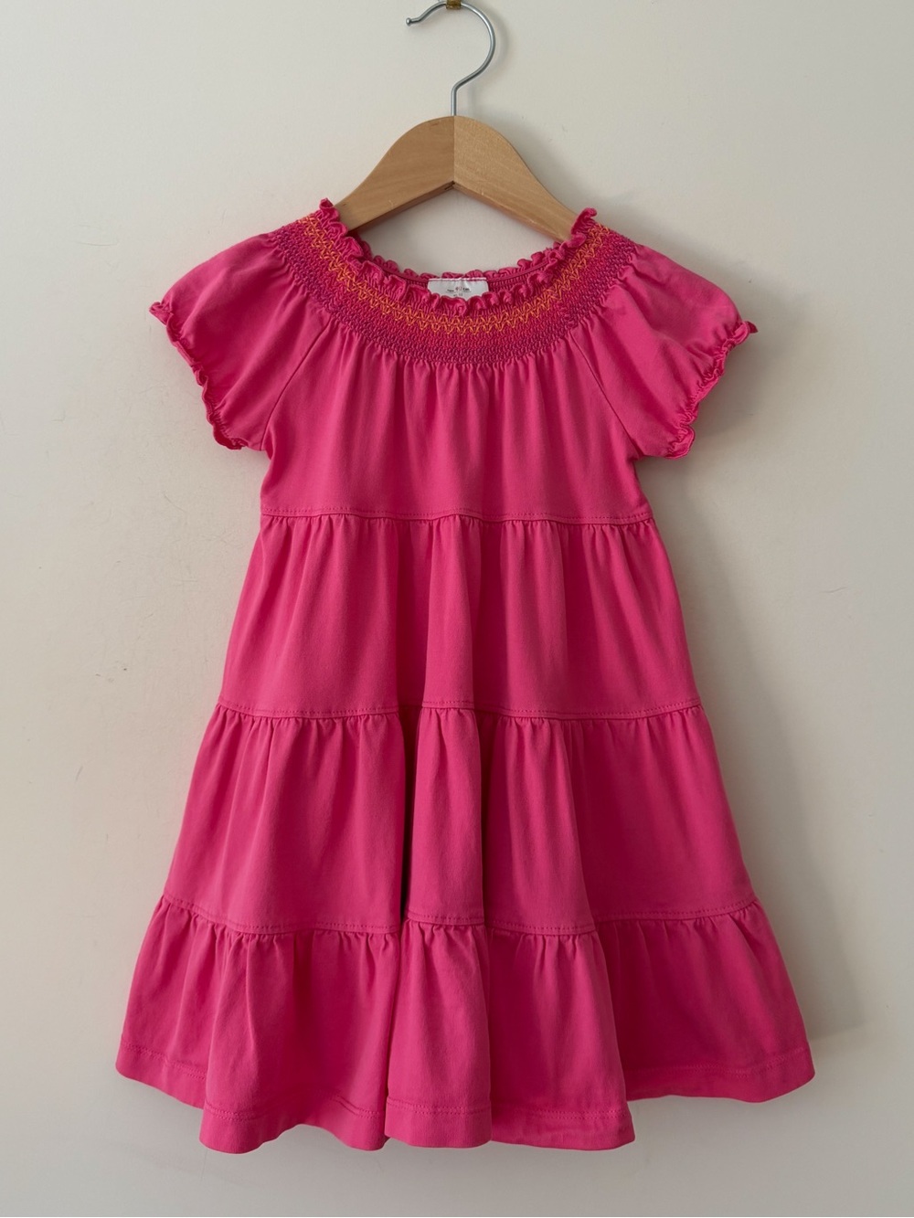 HANNA ANDERSSON VGUC Vibrant Pink Smocked Tiered Dress